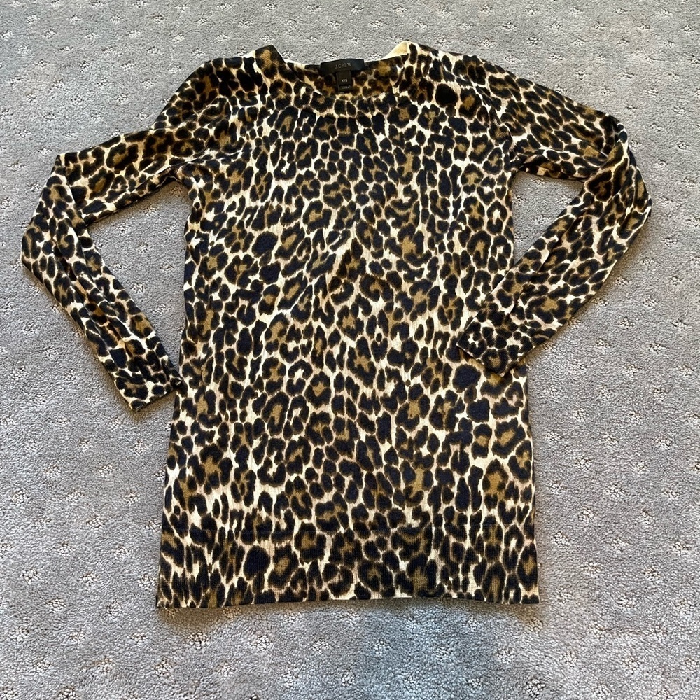 J. Crew 100% Merino Wool Leopard Print Sweater | Size XXS